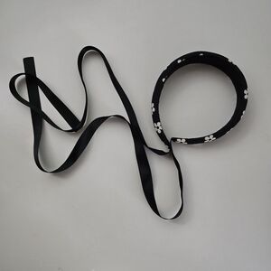 NEW Black White Retro Floral Ribbon Bow Headband